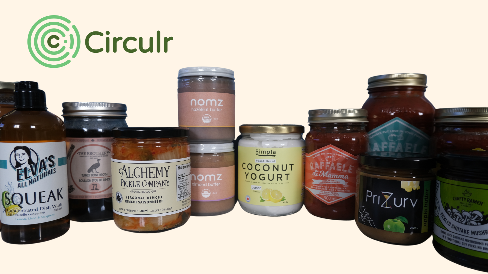 various consumer packaged goods in glass jars